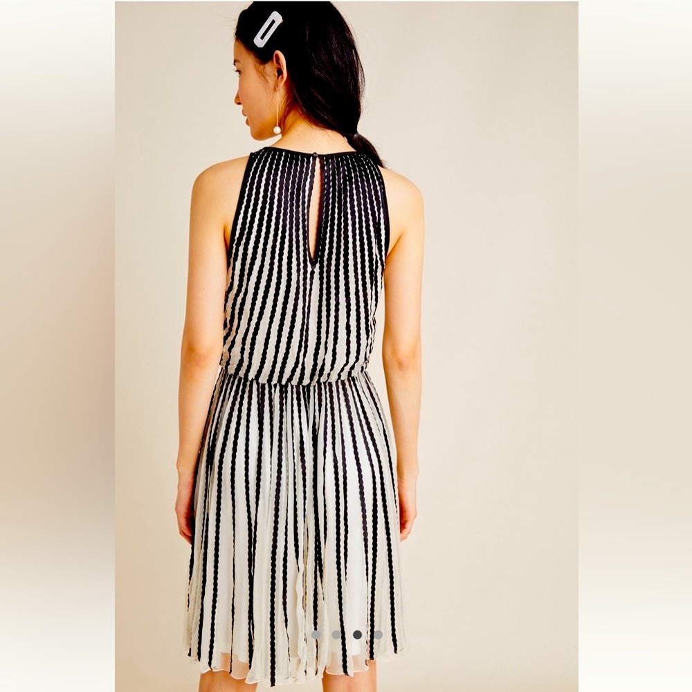 Anthropologie Women’s Geisha Designs Black and White Striped Halter Dress - Picture 2 of 8